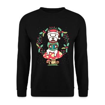 West Highland White Terrier Dog Christmas Wreath - Unisex Sweatshirt - black - Front - Alina (178cm) & Michal (187cm)