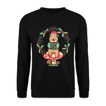 Präriehund Auf Pilz-weihnachtskranz-nagetier - Unisex Pullover - Schwarz - Vorne - Alina (178cm) & Michal (187cm)