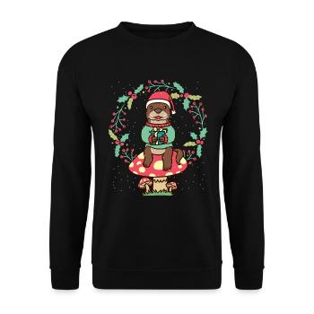 Otter On Mushroom Christmas Wreath Xmas Sea Otter - Unisex Sweatshirt - black - Front - Alina (178cm) & Michal (187cm)