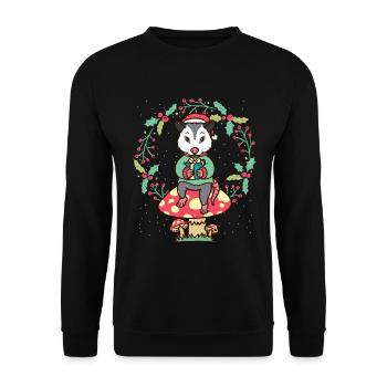 opossum on mushroom opossum rodent christmas - Unisex Sweatshirt - black - Front - Alina (178cm) & Michal (187cm)