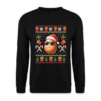 Drôle de pomme de terre Noël frites motif - Sweat-shirt Unisexe - noir - Devant - Alina (178cm) & Michal (187cm)