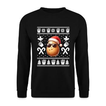 Drôle de pomme de terre Noël frites motif - Sweat-shirt Unisexe - noir - Devant - Alina (178cm) & Michal (187cm)