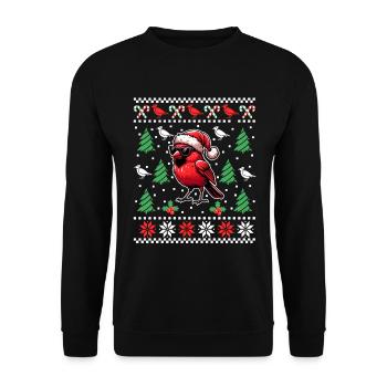 Noël d’oiseau cardinal rouge - Sweat-shirt Unisexe - noir - Devant - Alina (178cm) & Michal (187cm)