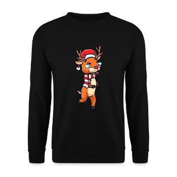 Reindeer Laughs Emoticon Christmas Christmas - Unisex Sweatshirt - black - Front - Alina (178cm) & Michal (187cm)