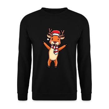 Reindeer Emoticon Christmas Christmas - Unisex Sweatshirt - black - Front - Alina (178cm) & Michal (187cm)