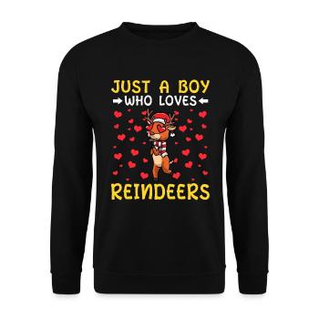 Just a boy who loves reindeer, Christmas, - Unisex Sweatshirt - black - Front - Alina (178cm) & Michal (187cm)