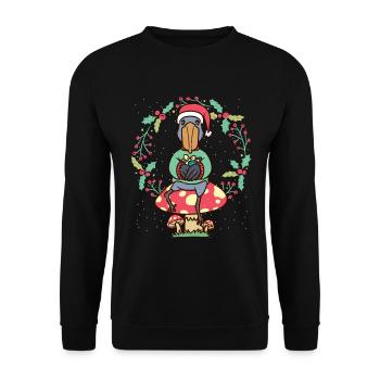 Shoebill Bird on Mushroom Christmas - Unisex Sweatshirt - black - Front - Alina (178cm) & Michal (187cm)