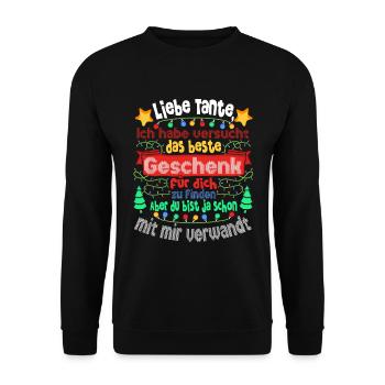 Weihnachts Weihnachten Liebe Tante Lustig - Unisex Pullover - Schwarz - Vorne - Alina (178cm) & Michal (187cm)