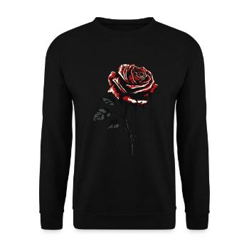 Vintage Grafik Rote Rose Ästhetik Grunge Geschenk - Unisex Pullover - Schwarz - Vorne - Alina (178cm) & Michal (187cm)