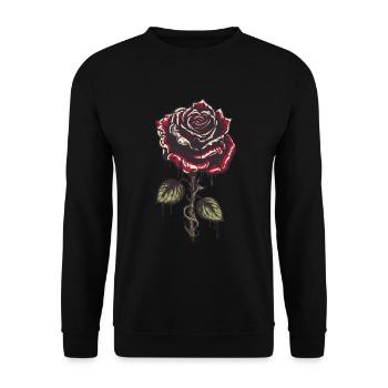Rote Rose Ästhetik Vintage Grafik Grunge Geschenk - Unisex Pullover - Schwarz - Vorne - Alina (178cm) & Michal (187cm)