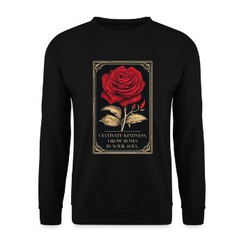 Kultiviere Freundlichkeit Rose Vintage Grafik - Unisex Pullover - Schwarz - Vorne - Alina (178cm) & Michal (187cm)
