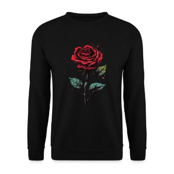 Rote Rose Grunge Ästhetik Vintage Grafik Geschenk - Unisex Pullover - Schwarz - Vorne - Alina (178cm) & Michal (187cm)