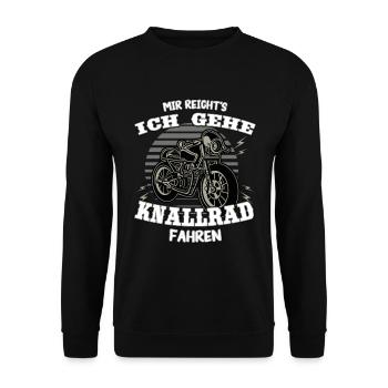 Knallrad fahren. Motorrad fahren. - Unisex Pullover - Schwarz - Vorne - Alina (178cm) & Michal (187cm)