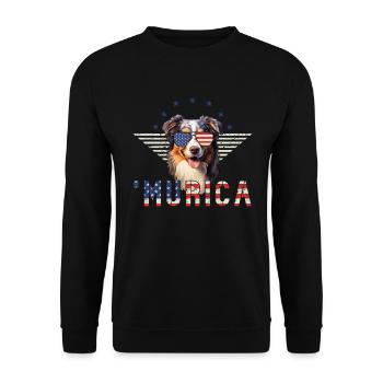 Australian Shepherd Sonnenbrille Murica Flagge - Unisex Pullover - Schwarz - Vorne - Alina (178cm) & Michal (187cm)