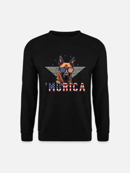 Belgischer Malinois Sonnenbrille Murica Flagge - Unisex Pullover - Schwarz