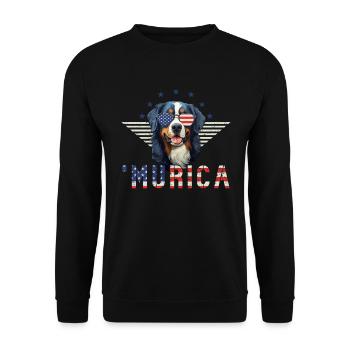 Berner Sennenhund Sonnenbrille Murica Flagge - Unisex Pullover - Schwarz - Vorne - Alina (178cm) & Michal (187cm)