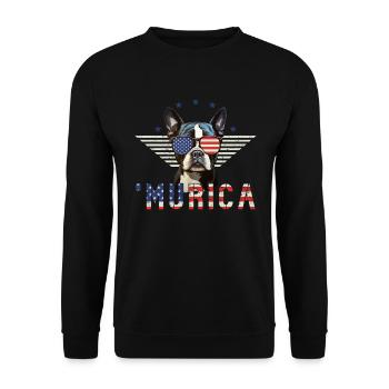 Boston Terrier Sonnenbrille Murica Flagge Geschenk - Unisex Pullover - Schwarz - Vorne - Alina (178cm) & Michal (187cm)