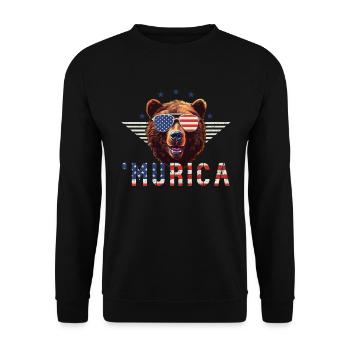 Grizzlybär Sonnenbrille Murica Flagge Geschenk - Unisex Pullover - Schwarz - Vorne - Alina (178cm) & Michal (187cm)