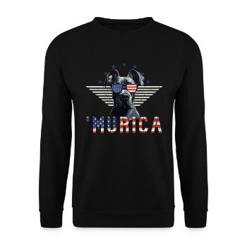 Deutsche Dogge Sonnenbrille Murica Flagge Geschenk - Unisex Pullover - Schwarz - Vorne - Alina (178cm) & Michal (187cm)