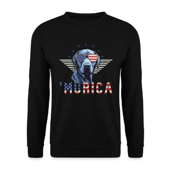 Labrador Sonnenbrille Murica Flagge Geschenk - Unisex Pullover - Schwarz - Vorne - Alina (178cm) & Michal (187cm)