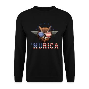 Eule Sonnenbrille Murica Amerika Flagge Geschenk - Unisex Pullover - Schwarz - Vorne - Alina (178cm) & Michal (187cm)