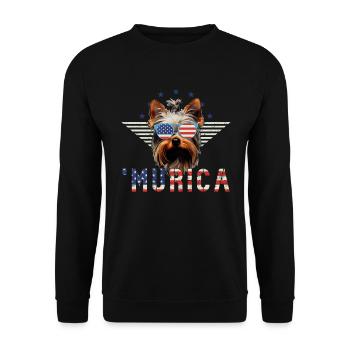 Yorkshire Terrier Sonnenbrille Murica Amerika - Unisex Pullover - Schwarz - Vorne - Alina (178cm) & Michal (187cm)