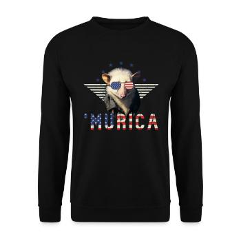 Opossum Sonnenbrille Murica Amerika Geschenk - Unisex Pullover - Schwarz - Vorne - Alina (178cm) & Michal (187cm)