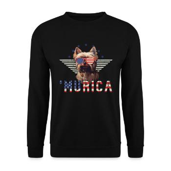 Yorkshire Terrier Sonnenbrille Murica Amerika - Unisex Pullover - Schwarz - Vorne - Alina (178cm) & Michal (187cm)