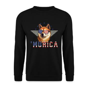 Shiba Inu Sonnenbrille Murica Flagge Geschenk - Unisex Pullover - Schwarz - Vorne - Alina (178cm) & Michal (187cm)
