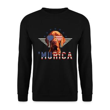 Vizsla Sonnenbrille Murica Amerika Flagge Geschenk - Unisex Pullover - Schwarz - Vorne - Alina (178cm) & Michal (187cm)