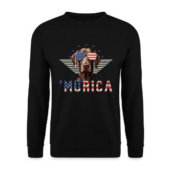 Deutsch Kurzhaar Sonnenbrille Murica Flagge - Unisex Pullover - Schwarz - Vorne - Alina (178cm) & Michal (187cm)