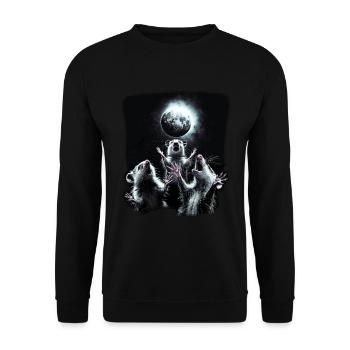 3 Opossum Moon Funny Meme Possum Gift - Unisex Sweatshirt - black - Front - Alina (178cm) & Michal (187cm)