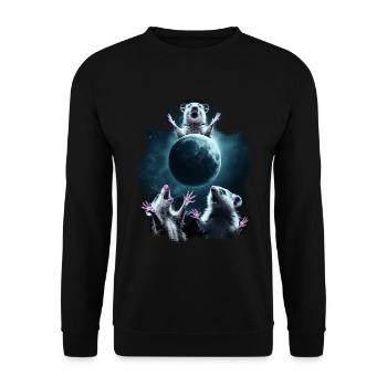 3 Opossum Moon Funny Memes Possum Gift - Unisex Sweatshirt - black - Front - Alina (178cm) & Michal (187cm)
