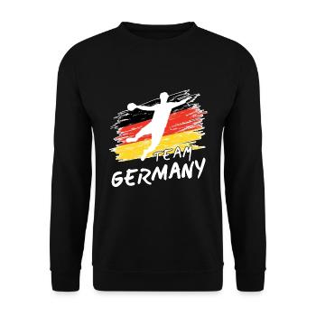 Team Germany Handball - Unisex Pullover - Schwarz - Vorne - Alina (178cm) & Michal (187cm)