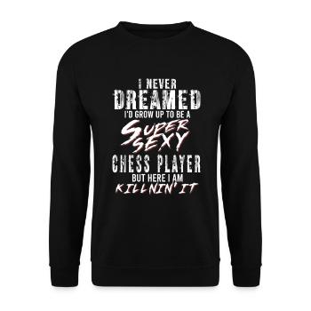 Super Sexy Schachspieler Schach Schachmeister - Unisex Pullover - Schwarz - Vorne - Alina (178cm) & Michal (187cm)