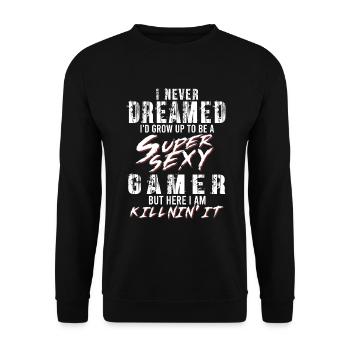 Super Sexy Gamer Gaming Pc Geschenk Zocken - Unisex Pullover - Schwarz - Vorne - Alina (178cm) & Michal (187cm)