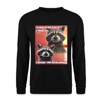 Lustiges Waschbär Meme Trash Panda Geschenk - Unisex Pullover - Schwarz - Vorne - Alina (178cm) & Michal (187cm)