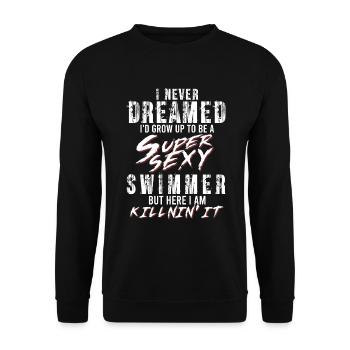 Super Sexy Swimmer Swimming Sports Gift - Unisex Sweatshirt - black - Front - Alina (178cm) & Michal (187cm)