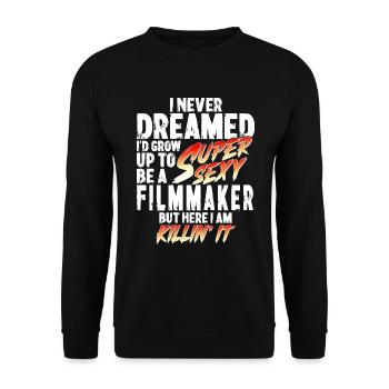 Super Sexy Filmemacher Filmemachen Geschenk - Unisex Pullover - Schwarz - Vorne - Alina (178cm) & Michal (187cm)