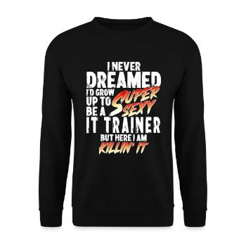 Super Sexy IT-Trainer IT-Training Geschenk - Unisex Pullover - Schwarz - Vorne - Alina (178cm) & Michal (187cm)
