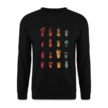 Potted Plants Retro Gardener Garden Gift Plants - Unisex Sweatshirt - black - Front - Alina (178cm) & Michal (187cm)