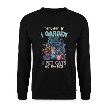 Je jardin, je pet chats plantes jardinier cadeau - Sweat-shirt Unisexe - noir - Devant - Alina (178cm) & Michal (187cm)