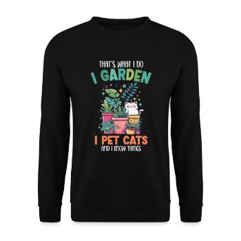 I Garden I Pet Cats Pflanzen Geschenk Gärtner - Unisex Pullover - Schwarz - Vorne - Alina (178cm) & Michal (187cm)