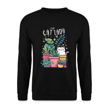 Chat Et Plante Dame Jardinier Botaniste - Sweat-shirt Unisexe - noir - Devant - Alina (178cm) & Michal (187cm)