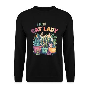 Cat And Plant Lady, Garden, Garden Lover, Gardener - Unisex Sweatshirt - black - Front - Alina (178cm) & Michal (187cm)