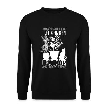 I Jardin I Pet Chats Plantes Jardin Jardinier - Sweat-shirt Unisexe - noir - Devant - Alina (178cm) & Michal (187cm)