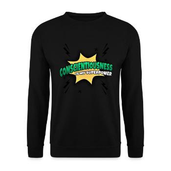Conscientiousness is my superpower - Unisex Sweatshirt - black - Front - Alina (178cm) & Michal (187cm)