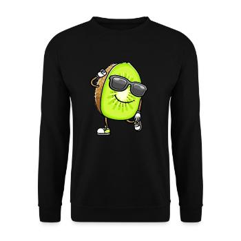 Dancing Kiwi with sunglasses - Unisex Sweatshirt - black - Front - Alina (178cm) & Michal (187cm)