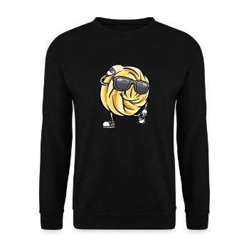 Dancing Danish Butter Biscuit with Sunglasses - Unisex Sweatshirt - black - Front - Alina (178cm) & Michal (187cm)