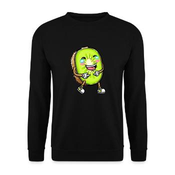 Kiwi fruit Kawaii émoticône - Sweat-shirt Unisexe - noir - Devant - Alina (178cm) & Michal (187cm)